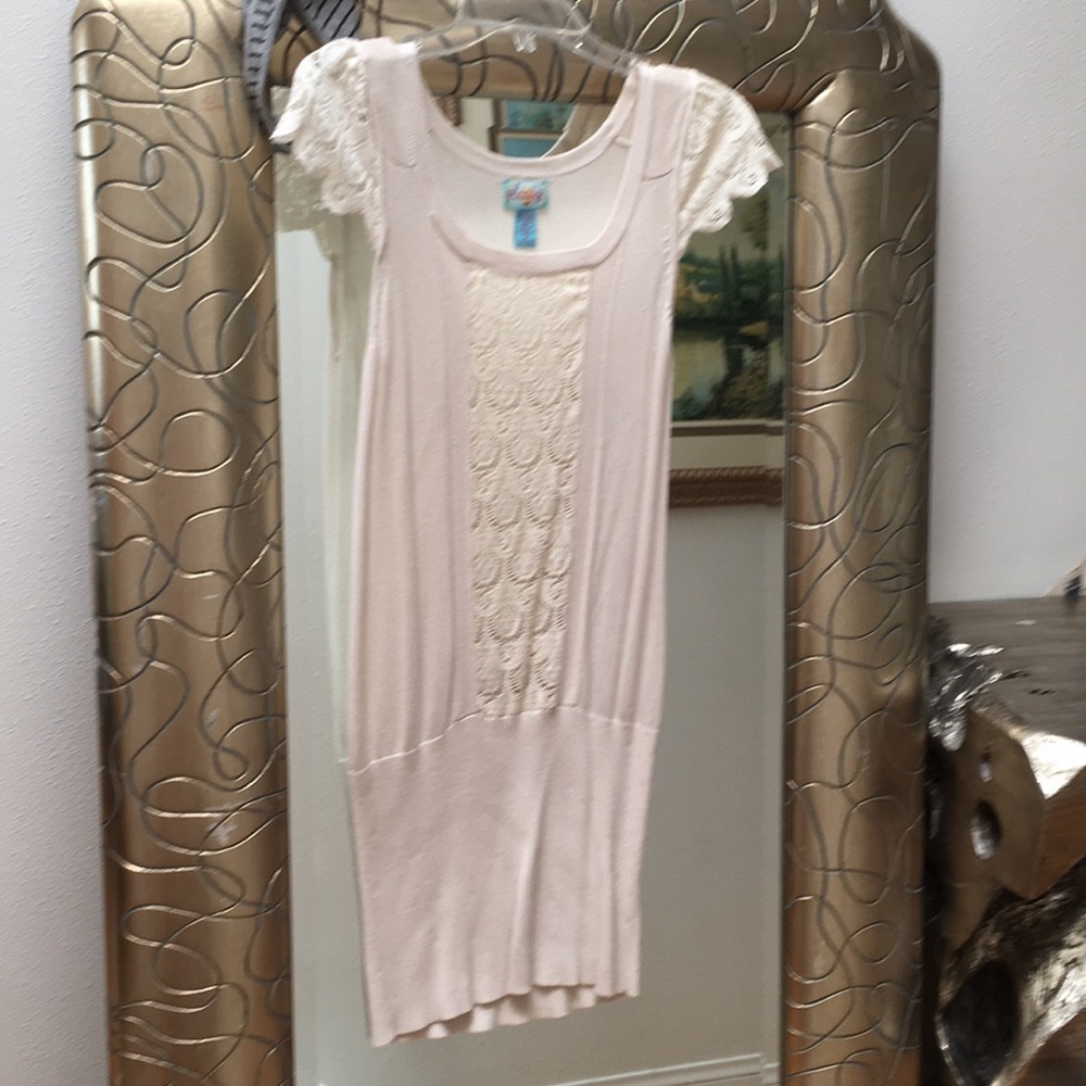 Plenty Beige Knit / Lace Dress Size Small